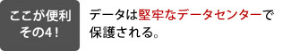 データは堅牢なデータセンターで保護される。
